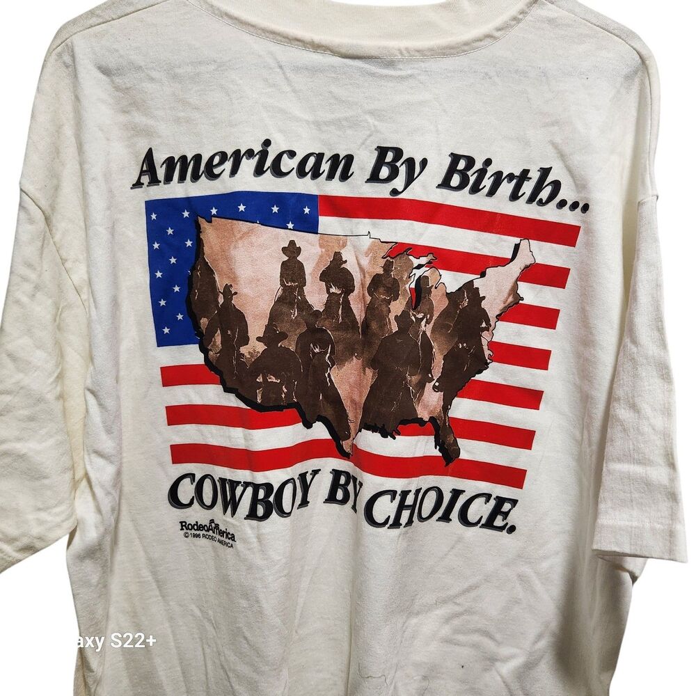 Vintage 1996 Rodeo America Cowboy USA Graphic Tee XL Hanes Heavyweight